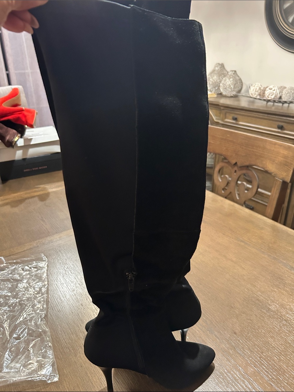 Carlos Santana Black Over-the-Knee Stiletto Boots